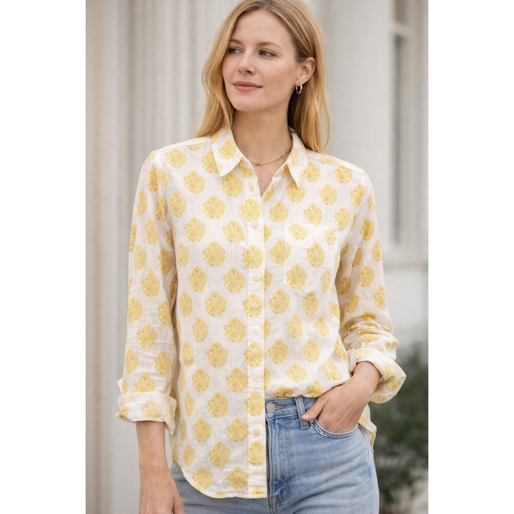 J.Crew Womens Classic Fit Soft Gauze Shirt Cotton Floral Block Print Button Up 6